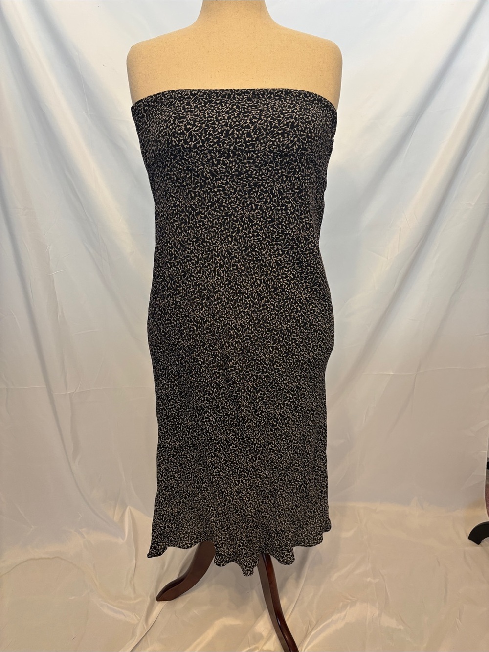 Unbranded Vintage Y2K Black Ditsy Floral Strapless Tube Maxi Dress